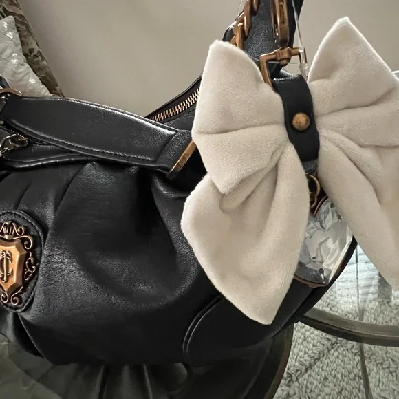 Juicy Couture Liquorice Black Romance Hobo Shoulder Bag! - Picture 3 of 11